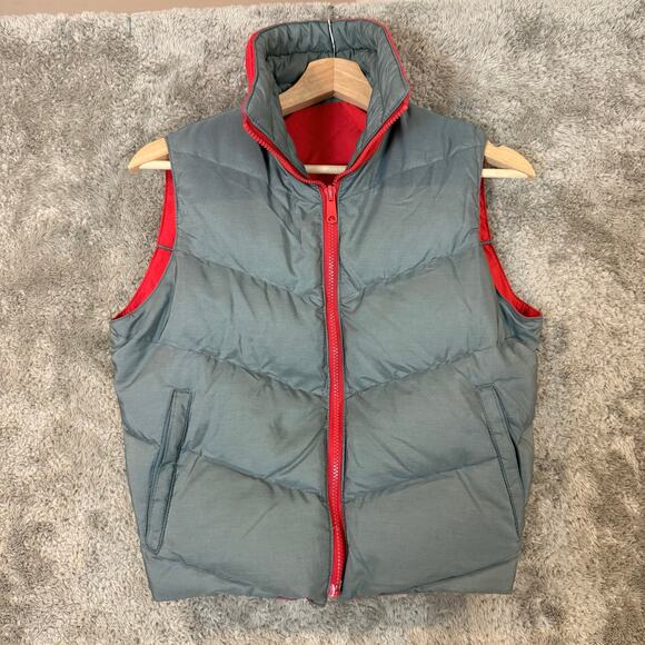 Vintage LL Bean Red Gray Reversible Nylon Down Puffer Vest S Small Women - Picture 5 of 15